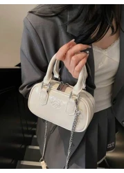 1pc Girls Plain Cute Girl Print PU Handbag Zipper Closure Simple Versatile Girl Crossbody Bag Suitable For Daily Or Festival Use