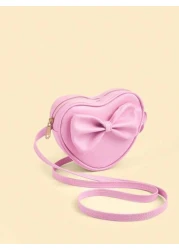 1pc Kids Girls Fashion Heart Bowknot Crossbody Bag Girls Mini Coin Purse