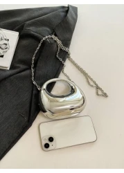 1pc Simple Handbag Acrylic Crescent Bag New Bright Chain Bag One Shoulder Handbag Fashionable Multifunctional One Shoulder Crossbody Evening Bag Suitable For Teenagers To Travel Daily Matching Suitabl