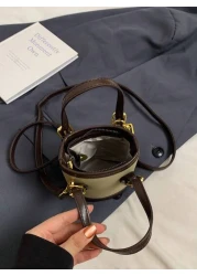 Mini Dual Strap Bucket Bag Crossbody Bag Handbag Mini Makeup Bucket Storage Bag Super Mini Bag Mainly Used For Hanging Decorations Relatively Small Capacity