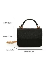 1pc Fashionable And Simple Printed Handbag Letter Embossed All Match Mini Handbag Small Square Bag Change Lipstick Bag Pu Material With Fashionable Chain Shoulder Strap Magnetic Buckle Flap Opening An