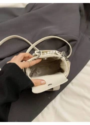 New Embroidered Pearl Chain Handbag Shoulder Bag Phone Mini Square Purse