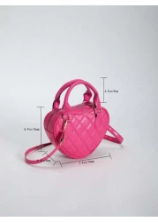 1pc Pu Zipper Closure Fashion Sweet Fresh Heart Shaped Quilted Handbag Versatile Casual Bag Niche Design Adjustable Shoulder Strap Versatile Not Picky Ideal Holiday Gift Suitable For Daily Use To Atte
