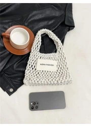 حقيبة يد صغيرة مصنوعة من النايلون مع إغلاق مفتوح، نسيج مجسم مثقب صيفي، حقيبة جيب للهاتف المحمول، مريحة ومناسب