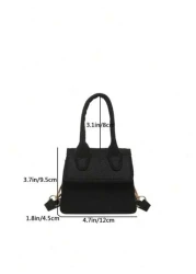 قطعة واحدة حقيبة صغيرة صغيرة جذابة بمغناطيس للفتح والإغلاق، كاجوال عملية متنوعة على الكتف من لون واحد ، حقيبة