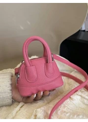 1pc Litchi Pattern Small Shell Children s Candy Color Mini Crossbody Lipstick Bag Crossbody Coin Purse Comfortable Fabric Light And Compact The Internal Space Is Very Open Suitable For Daily Use