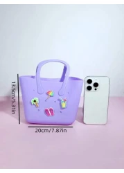 1pc Silicone Hollow Tote Bag For DIY Parent Child Storage Beach Use Suitable For Carrying Phone Messenger Bag Maternity Bag