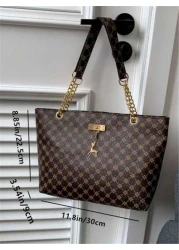 Fashion Metallic Deer Hanging Ornament High Capacity Chain Shoulder Bag Crossbody Bag Handheld Bag Featuring Rhinestone Flower Vintage Floral Pattern Casual Tote Suitable For Office Commuting Outdoors