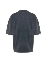  Collection Anthracite Color Oversize Printed Cotton T-Shirt - TMNSS23TS00174