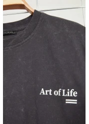  Collection Anthracite Color Oversize Printed Cotton T-Shirt - TMNSS23TS00166