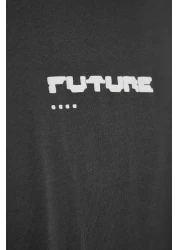  Collection تي شيرت أنثراسايت رقيق مطبوع كبير الحجم - 100% Tinne TMNSS23TS00171