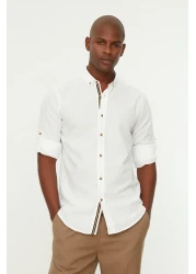 Collection TMNSS20GO0189 - 100% Cotton Slim Fit White Shirt with Long Sleeves and Epaulettes