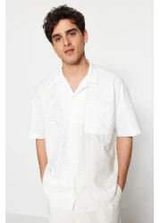  Collection Brode Blocked White Oversize Summer Shirt - Limited Edition TMNSS23GO00135