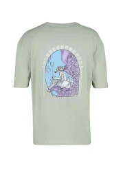  Collection تي شيرت قطني كبير الحجم مطبوع عليه فن النعناع - كم قصير TMNSS21TS3559