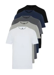  Collection 5-Pack Anthracite-Navy-Black - 100% Tough Fabric, Slim/Slim Fit T-Shirts Tmnaw20Ts0243