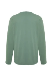  Collection Dark Green Long Sleeve 100% CoTTon T-Shirt - Regular FiT TMNAW21TS0208