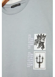  Collection ArTisTic PrinTed Gray Oversize T-Shirt - 100% ShorT Sleeve TMNSS21TS3559