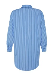  Collection Blue Striped Woven Beach Shirt Tbess22Go0664