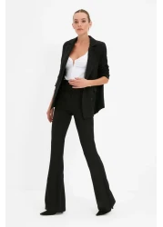  Collection High Waist Black Flare Woven Fabric Pants - Bell Bottom Twoaw20Pl0094