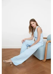  Collection Light Blue Wide Leg Pleated Trousers - Twoss21Pl0189