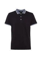  Collection تيشيرت أسود بقصة ضيقة بياقة بولو - 100% قطن TMNSS22PO00014