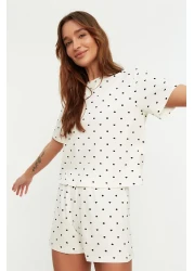  Collection Polka Dot White 100% Cotton Shorts Sleepwear Set - Thmss21Pt1485