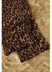  Collection 100% Cotton Leopard Print Ruffle Pajamas Set - Thmss24Pt00223