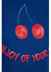  Collection طقم بيجامة قطن 100% باللون الأزرق الداكن - تي شيرت وبنطلون THMSS23PT00134