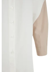  Collection Ecru Color Block Boyfriend Wide Fit Woven Shirt TWOSS23GO00393