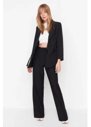  Collection بنطال أسود عالي الخصر بأرجل واسعة - TWOAW22PL0066