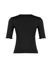  Collection Black Fitted Stretch Knitted Blouse TWOSS23BZ00025