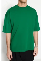  Collection Green Oversize Back Printed 100% Cotton Short Sleeve T-Shirt - TMNSS23TS00168
