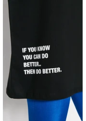  Collection Black 100% Cotton Slogan Printed Oversize/Wide Fit Crew Neck Knitted T-Shirt TWOSS23TS00183