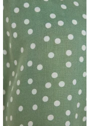  Collection Mint Polka Dot Ruffle Detail Rope Strap Viscose Shorts Woven Pajama Set Thmss21Pt0742