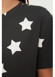  Collection Multicolor 100% Cotton Star Pattern Shorts Knitted Pajamas Set Thmss22Pt0501