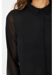  Collection Transparent Black Woven Shirt - Regular Fit, TWOAW20GO0116