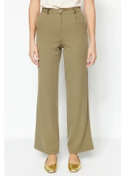  Collection High Waist Wide Leg Pleated Fabric Pants - Light Khaki Twoaw21Pl0076