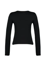  Collection Black Cotton Stretchy Square Neck Fitted Blouse TWOAW24BZ00165