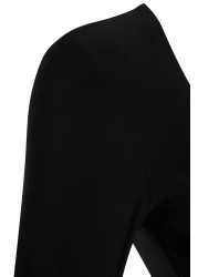  Collection Black Flounced Square Neck Fitted Maxi Stretchy Knitted Dress TWOAW24EL00613