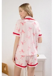  Collection طقم بيجامة محبوكة من القطن 100% وردي مع شريط/فيونكة وشورت مكشكش THMSS25PT00293