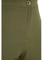  Collection Khaki Spanish Leg Flare Woven Fabric Trousers Tofaw19Bb0581