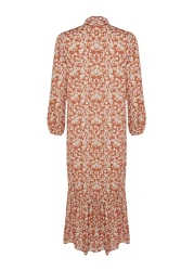  Modest Cıvaci Half Placket Impact Tip Frilly Lined Tile Dress Tctss21El3353