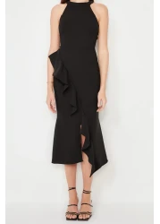  Collection Black Flounced Woven Stylish Evening Dress Night Graduation Dress Tpraw19Bb0144