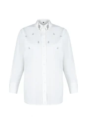  Collection قميص منسوج إكرو بتفاصيل حجرية - مقاس عادي TWOSS24GO00069