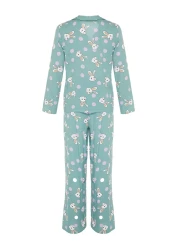  Collection Multicolor Rabbit Print Viscose Woven Pajamas Set Thmaw21Pt0048