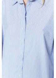  Collection Blue Striped Oversize / Wide Fit Woven Shirt TWOSS23GO00144