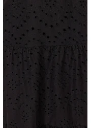  Collection فستان أسود منسوج مبطن بخصر متوسط الطول TWOSS23EL00156