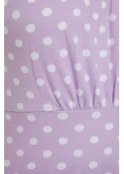  Collection طقم بيجامة محبوكة بحبل قطني منقط باللون الأرجواني THMSS23PT00226