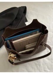 حقيبة يد جلدية ناعمة ذات طراز كلاسيكي للنساء، سعة كبيرة، حقيبة كتف، حقيبة رسمية بسيطة للذهاب إلى العمل، مجموع