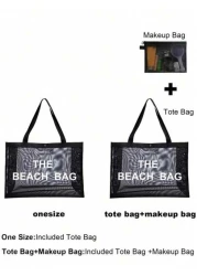 Nylon Material Alphabet Printed Beach Mesh Tote Bag With Beach Bag Use Tt Yourself Or Give Gifts To Others For Friends Mom Teachers Large Capacity Bag For Women School Bag Large Capacity Waterproof Fo